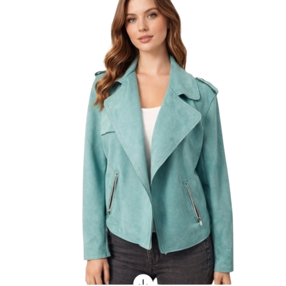 Philosophy Jackets & Blazers - Philosophy Women's Aqua Leather Jacket
